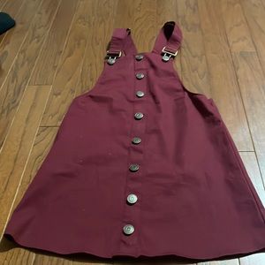 Francesca’s overall dress maroon
